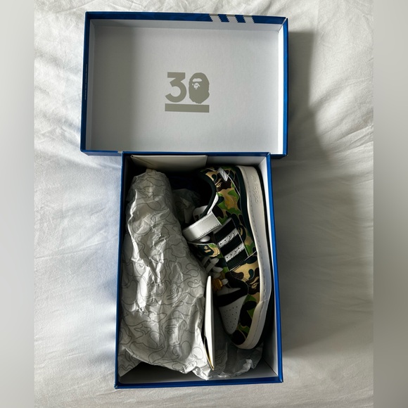 Adidas x BAPE Forum 84 Low “30th Anniversary Green Camo” Sneakers - Picture 4 of 9